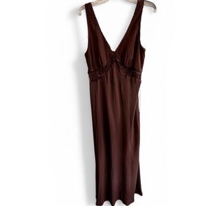 Wild Fable Midi Dress Medium Brown Lace Empire Waist Tie In Back Romantic Prom